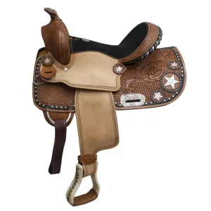 13" DOUBLE T BARREL STYLE SADDLE WITH STAR SKIRT
