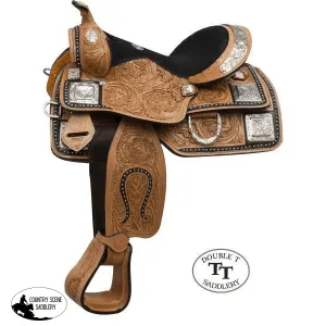 13" Double T fully tooled Youth / Pony show saddle with silver.