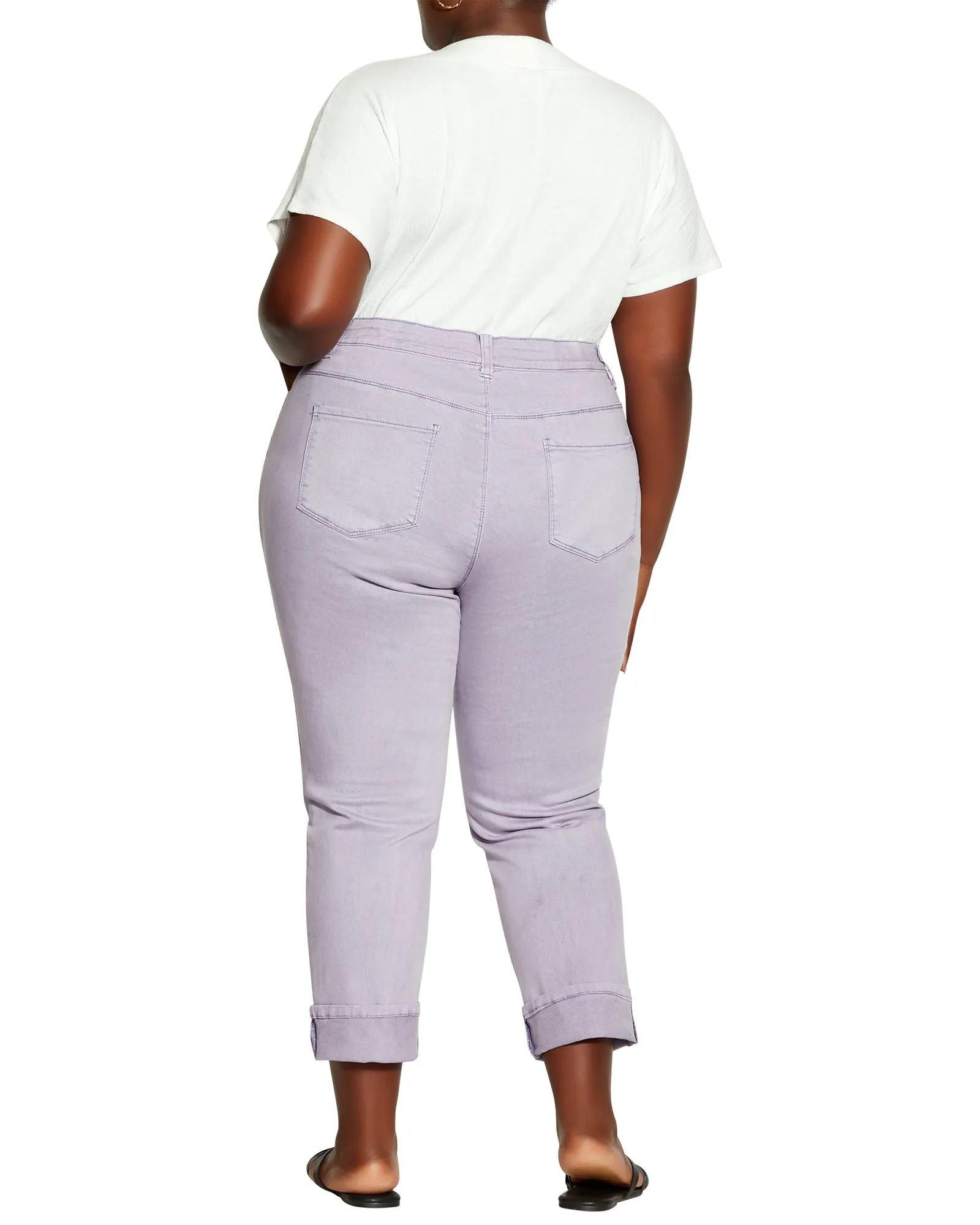 Arabella Embroidered Cropped Denim | Lilac