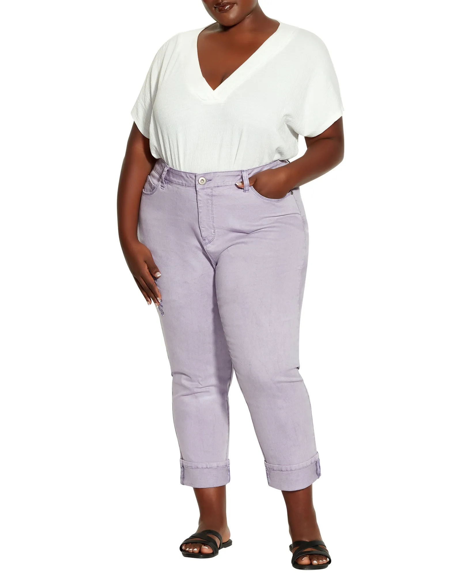Arabella Embroidered Cropped Denim | Lilac