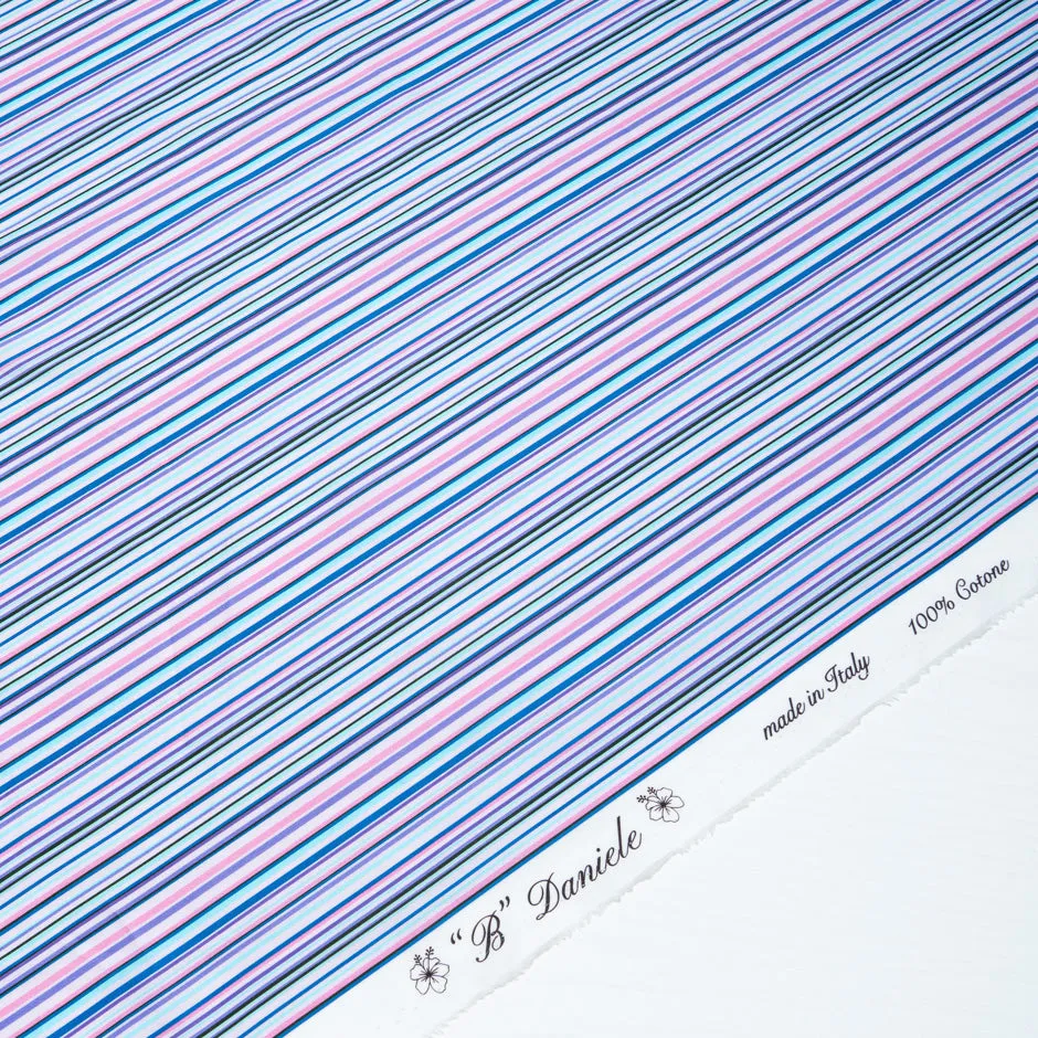 Blue & Pink Striped Pure Cotton