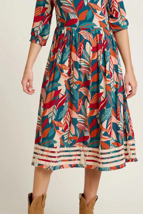 Brakeburn 10 Evergreen Leaves Midi Dress