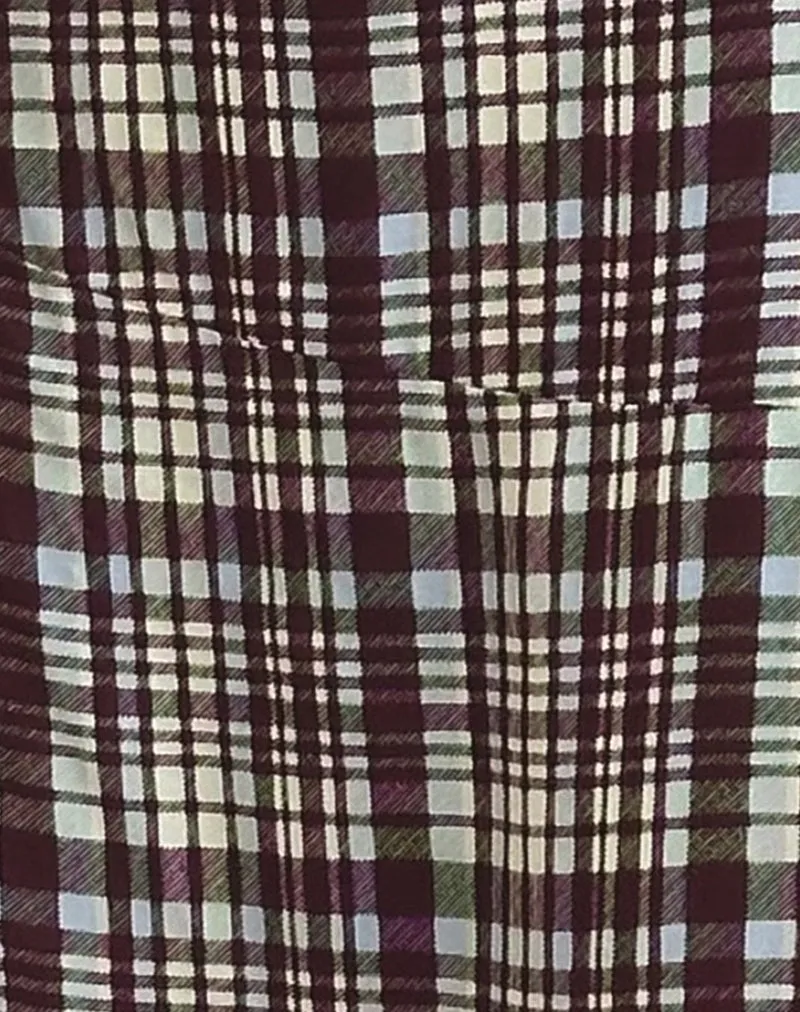 Stylish Multi-Check Brown Midi Skirt for Effortless Elegance