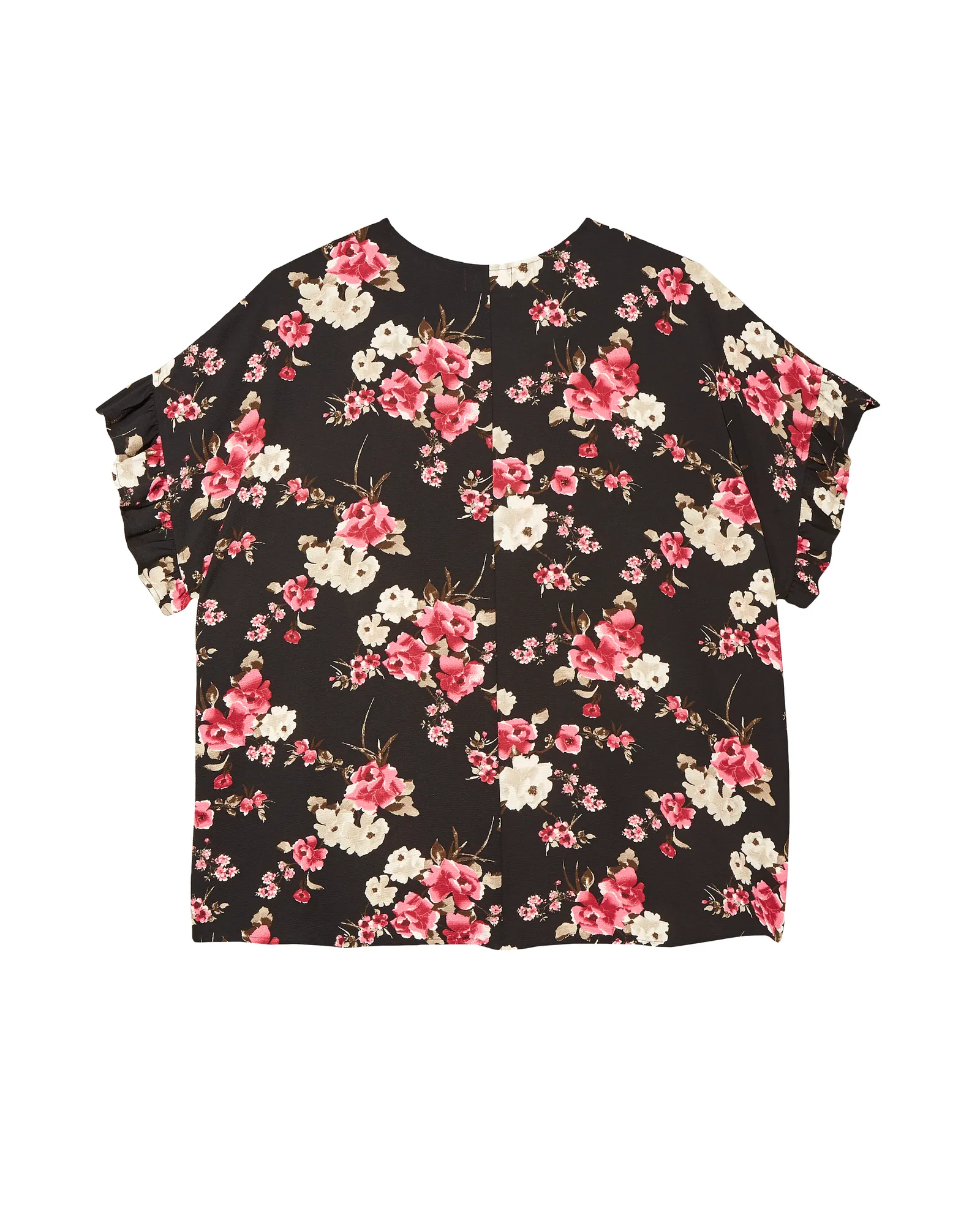 Carin Short Ruffle Sleeve Kimono | Black / Red