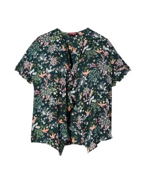 Carin Short Ruffle Sleeve Kimono | Navy / Pink