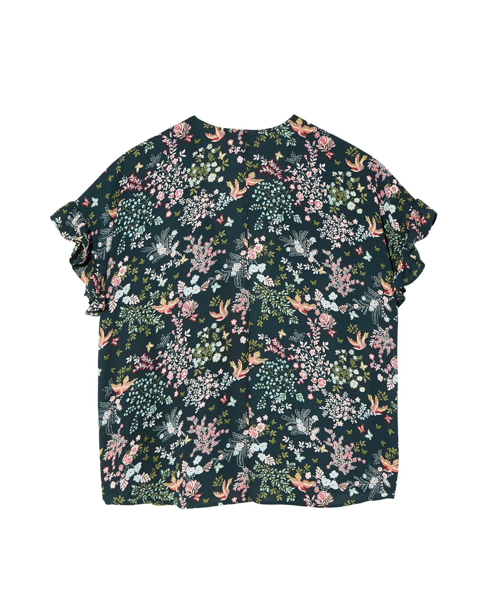 Carin Short Ruffle Sleeve Kimono | Navy / Pink