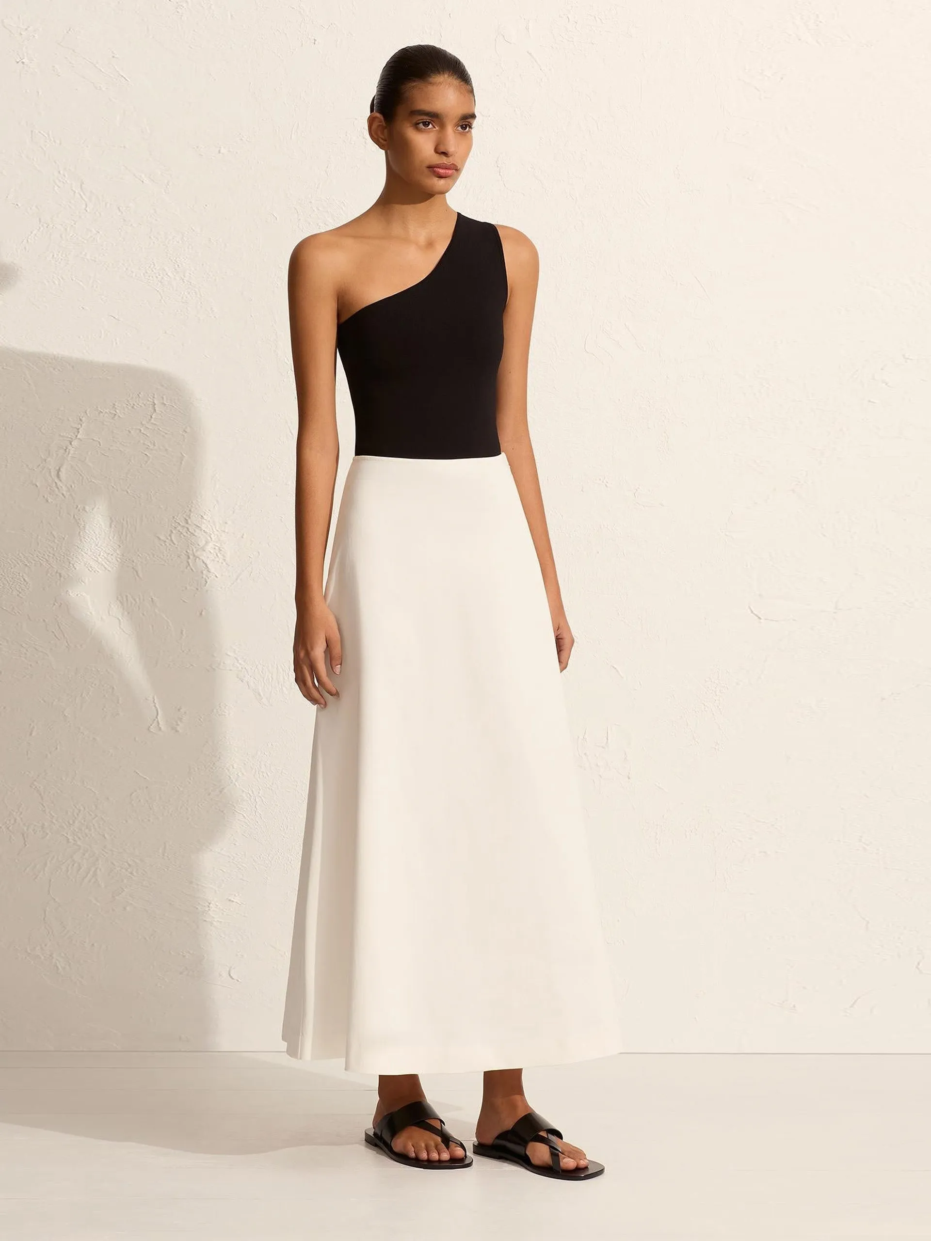 Chalk cotton A-Line skirt