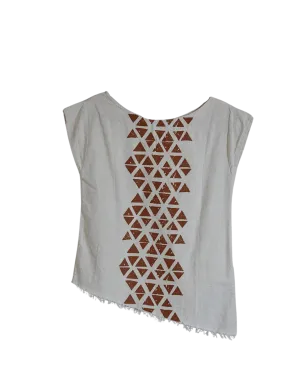 Chintamani Alchemistry | DISCONTINUED | Asymmetrical Beige Linen Geometric Top