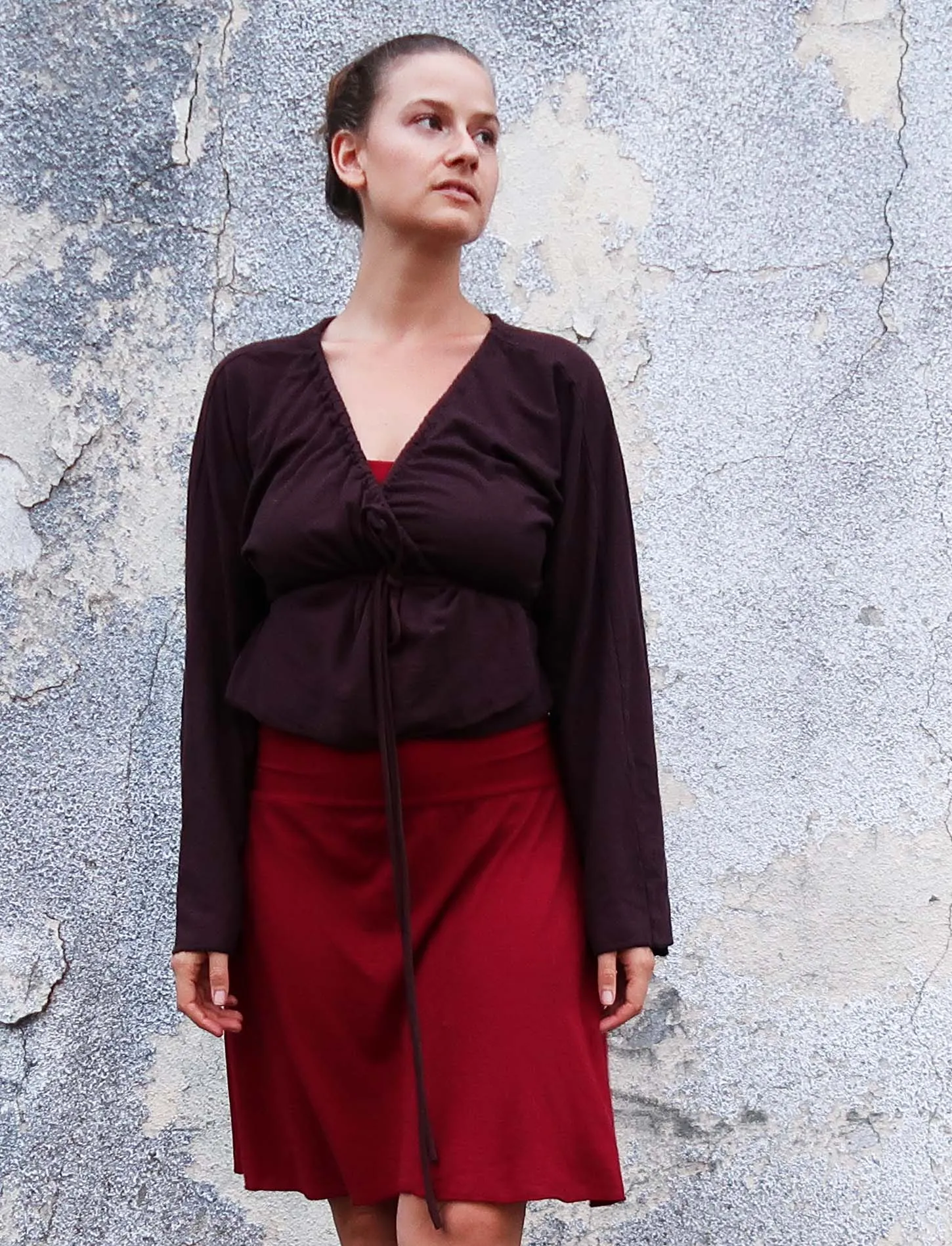 Drawstring Wrap Kimono Simplicity Cropped Shirt