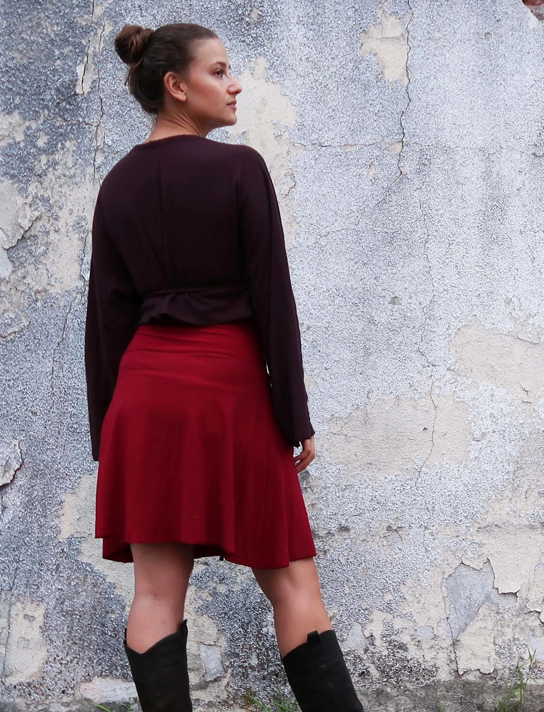 Drawstring Wrap Kimono Simplicity Cropped Shirt