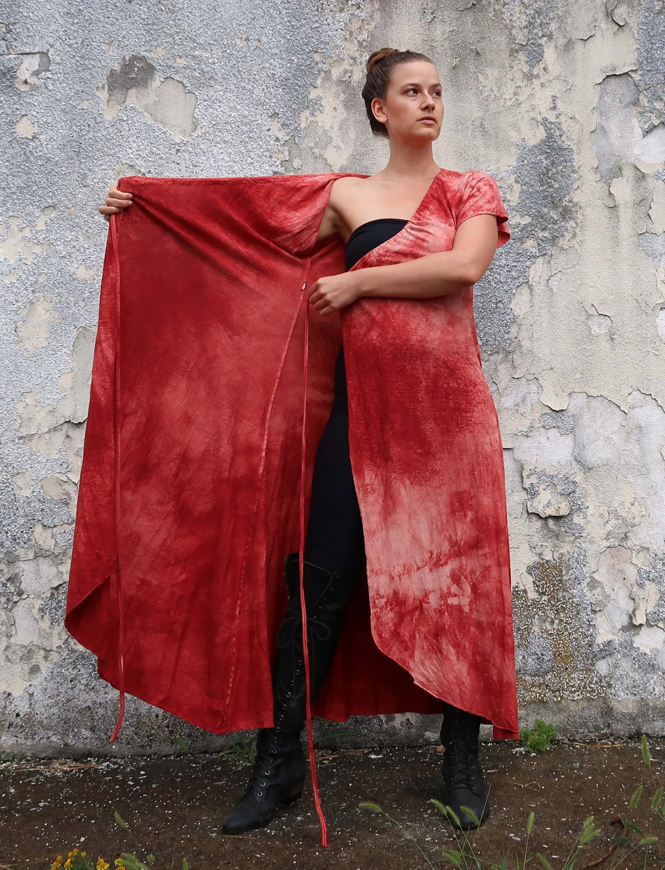 Drawstring Wrap Kimono Simplicity Long Dress