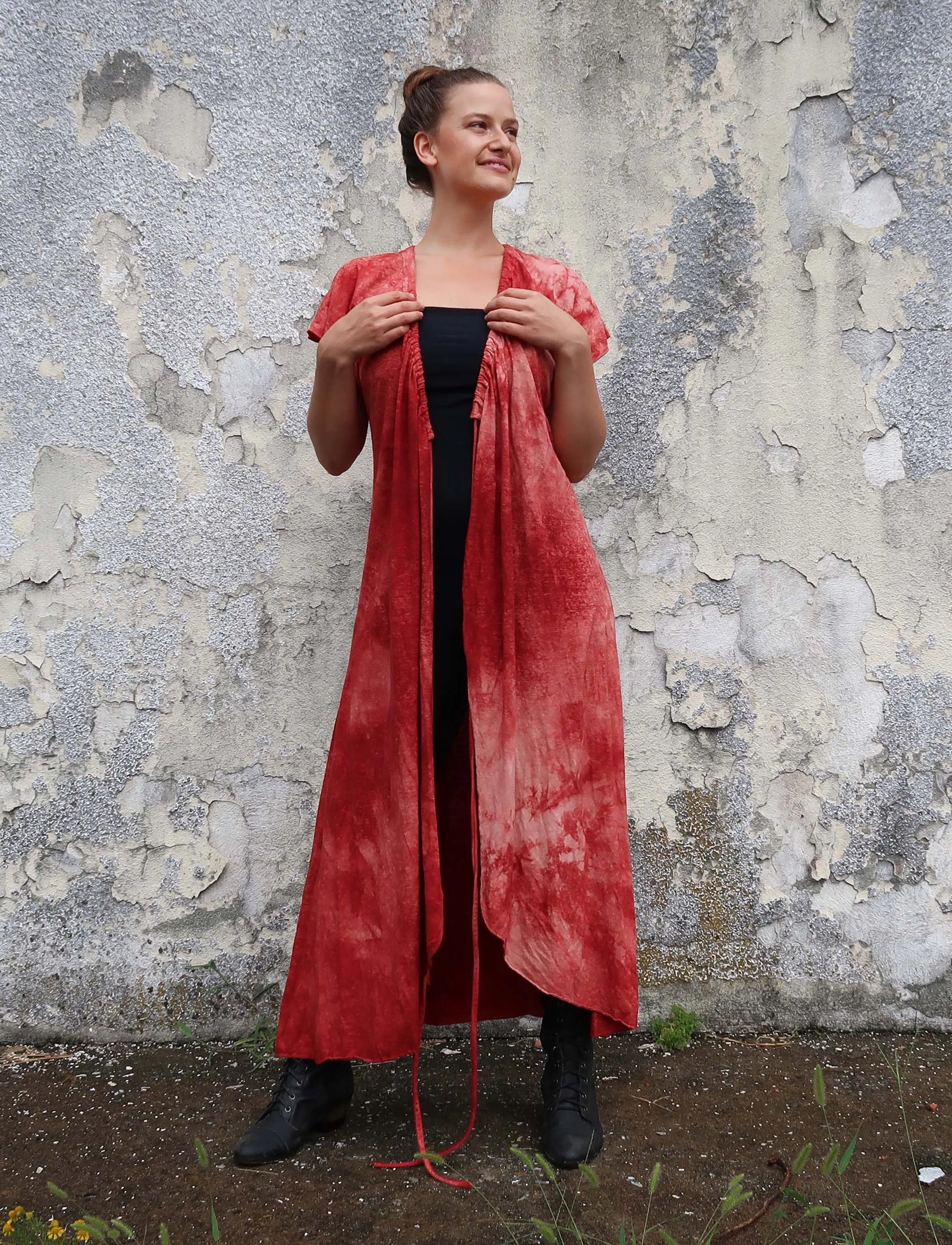 Drawstring Wrap Kimono Simplicity Long Dress