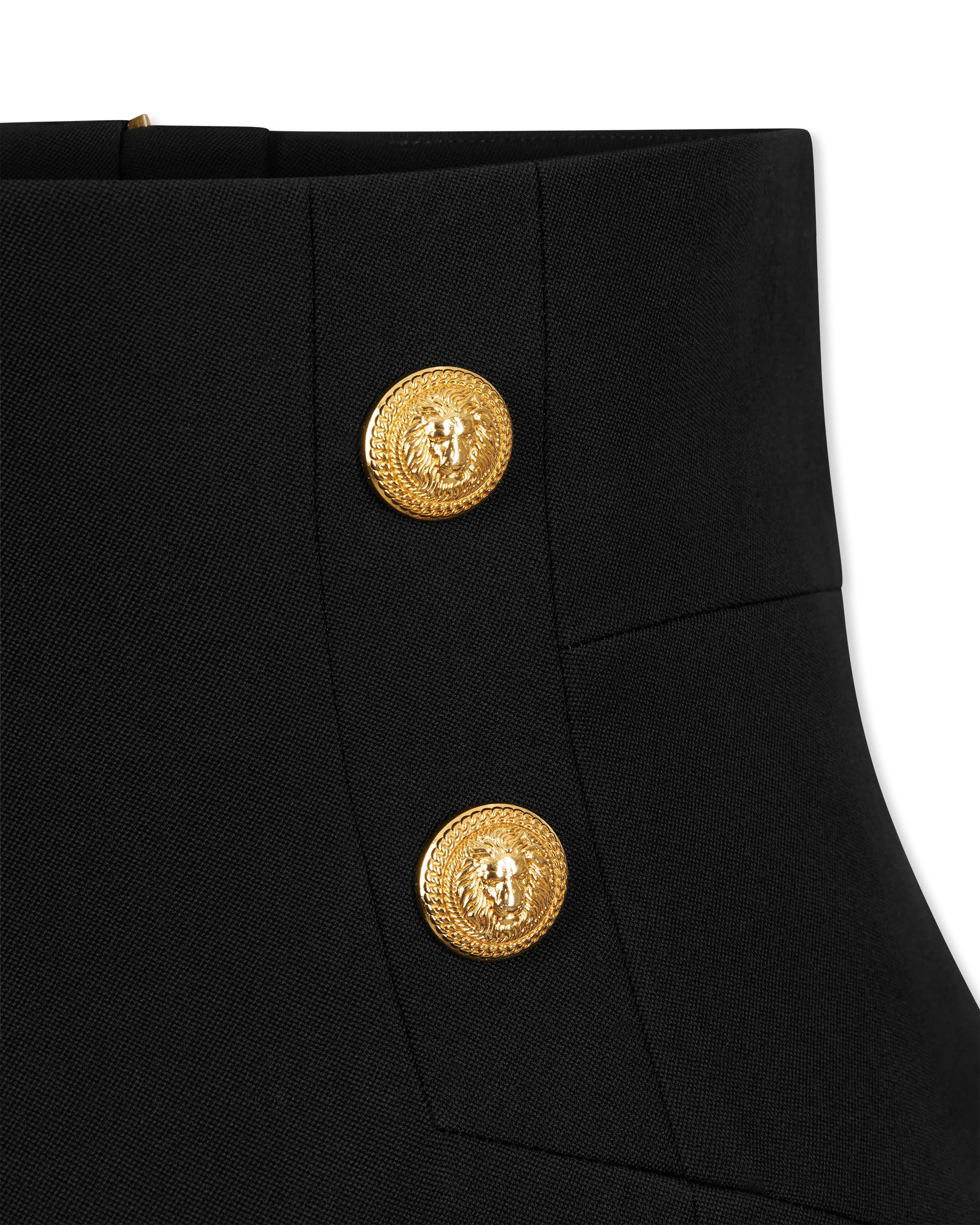 High Waisted 4 Button Wool Mini Skirt