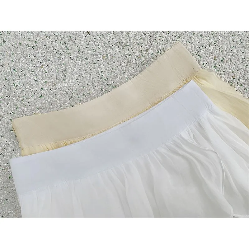 High-Waisted Ruffle Trim Petite Fluffy Skirt