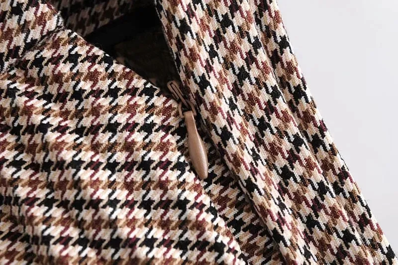 HOUNDSTOOTH PLEATED MINI SKIRT
