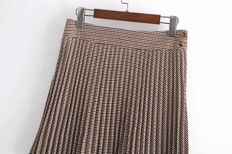 HOUNDSTOOTH PLEATED MINI SKIRT