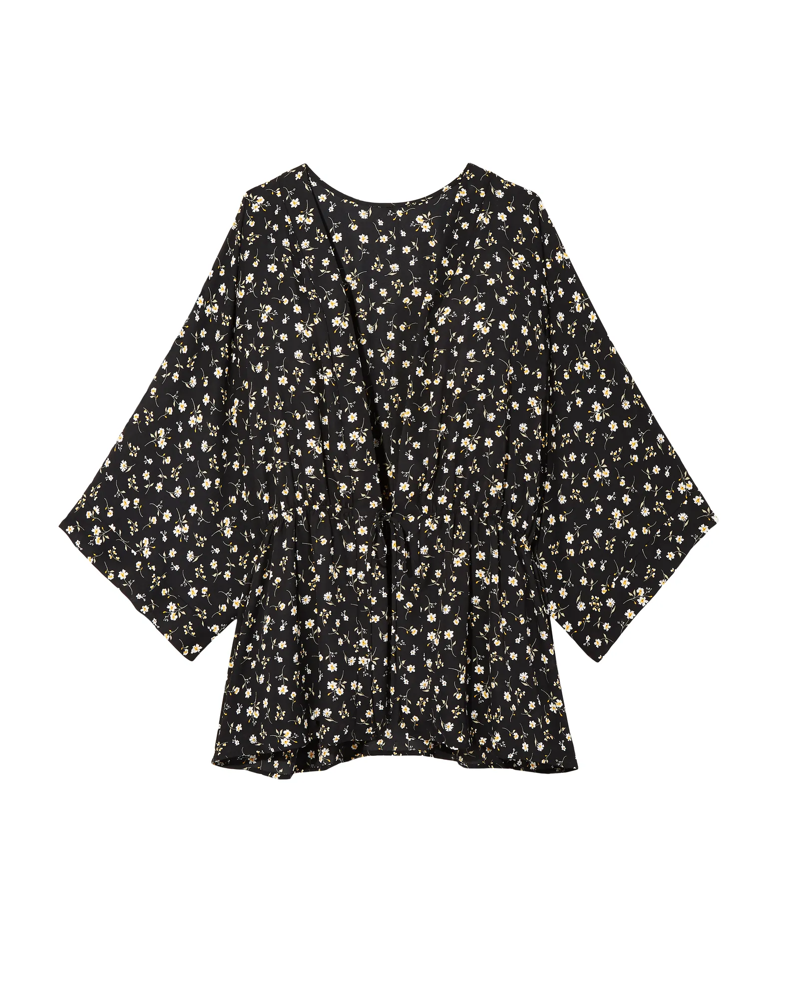 Jena Tie Front Kimono | Black / White