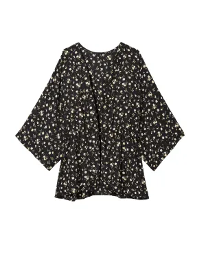 Jena Tie Front Kimono | Black / White