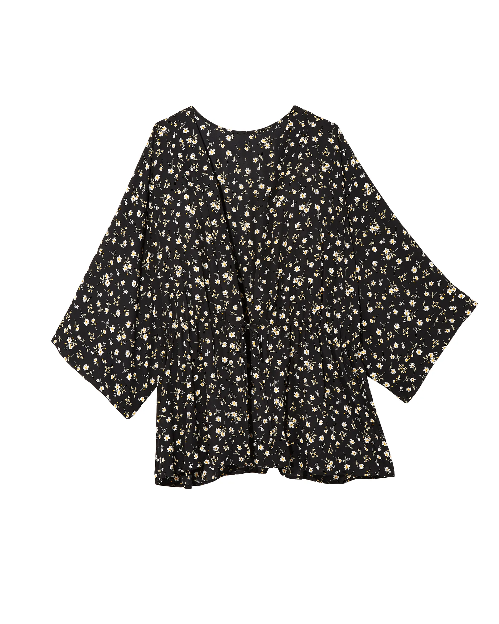 Jena Tie Front Kimono | Black / White