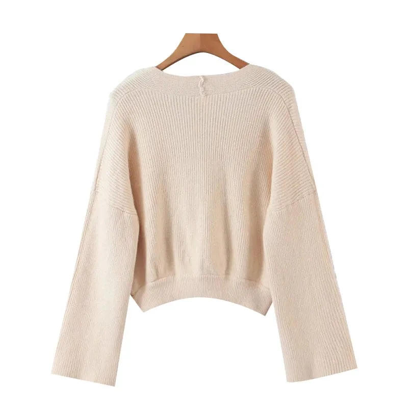 KNITTED CROPPED SWEATER WITH SKIRT