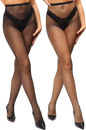 Lidogirls Glitter High Waist Fishnet Mesh Tight Stockings Hosiery Pantyhose