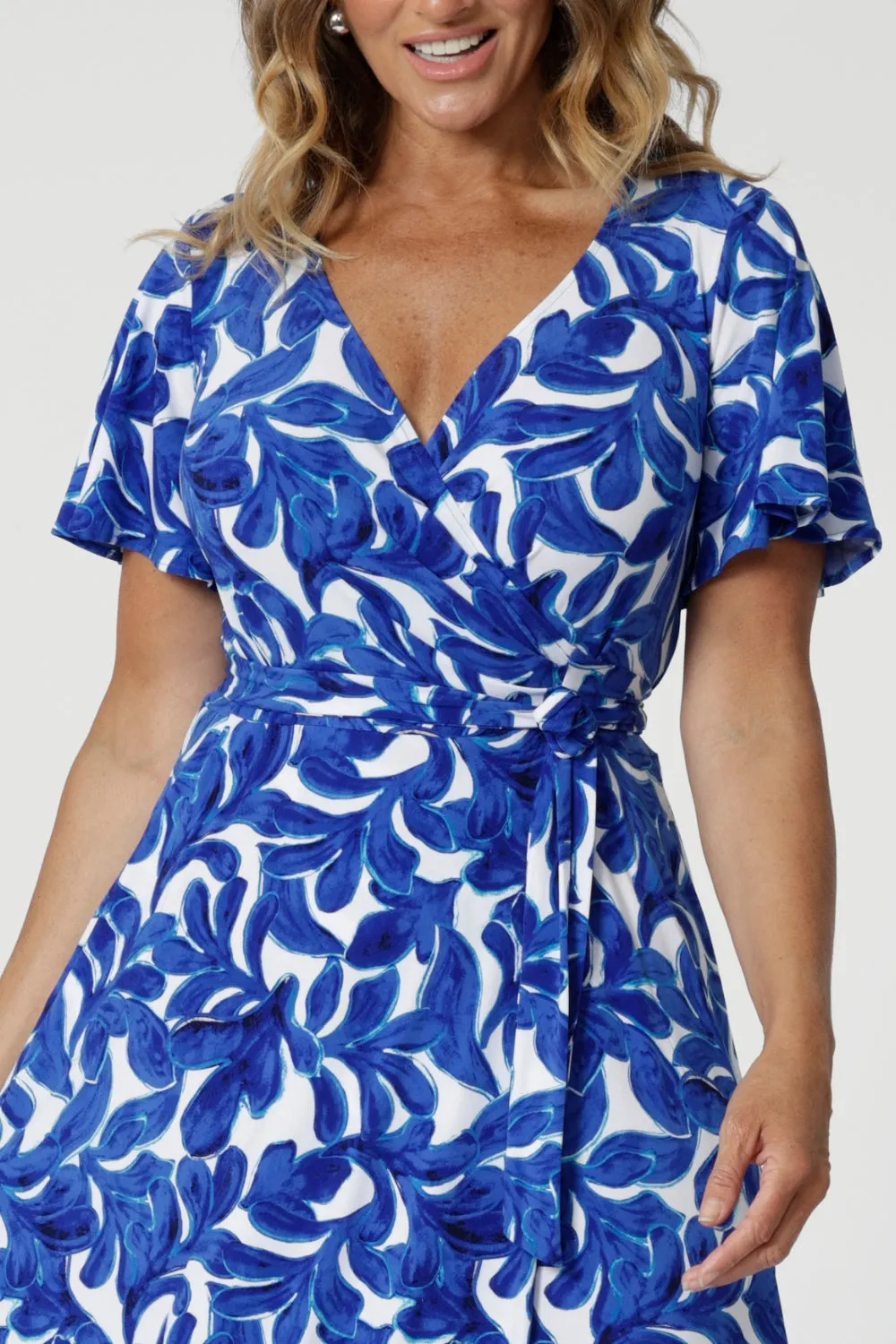 Maggie Maxi Dress in Cobalt Leaf