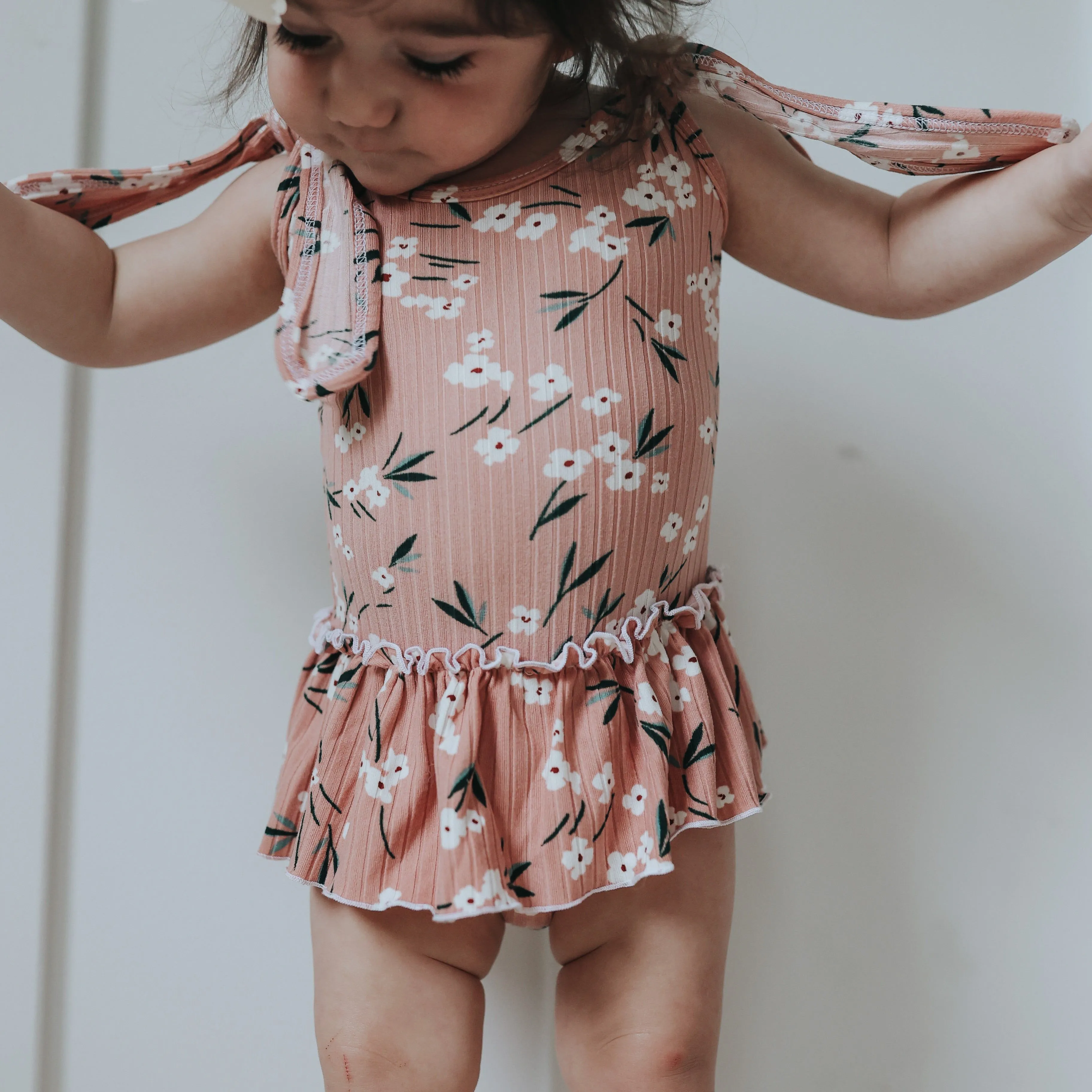 Mauve Floral Ruffled Leotard