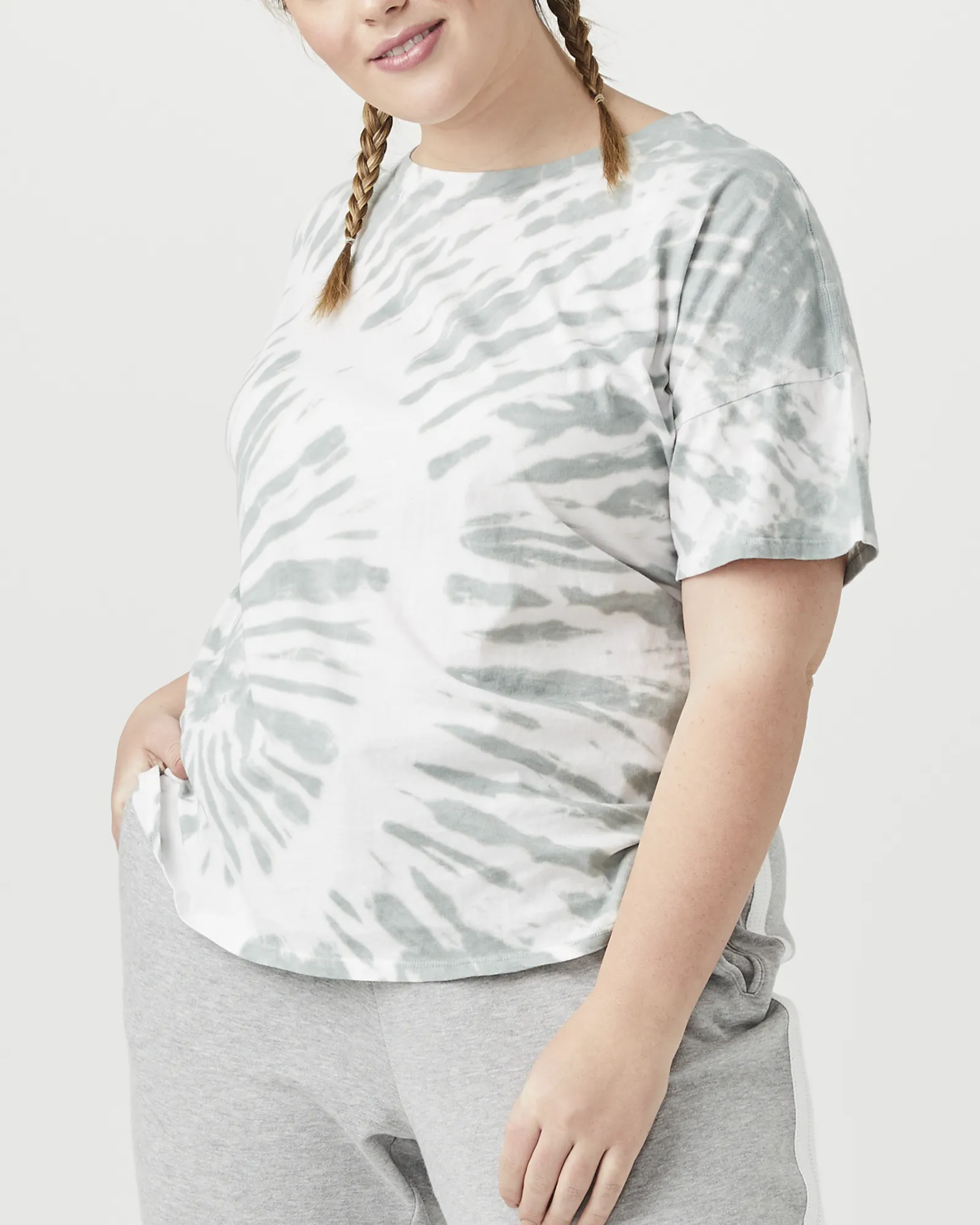 Paloma Tie-Dye Tee | White / Olive Green