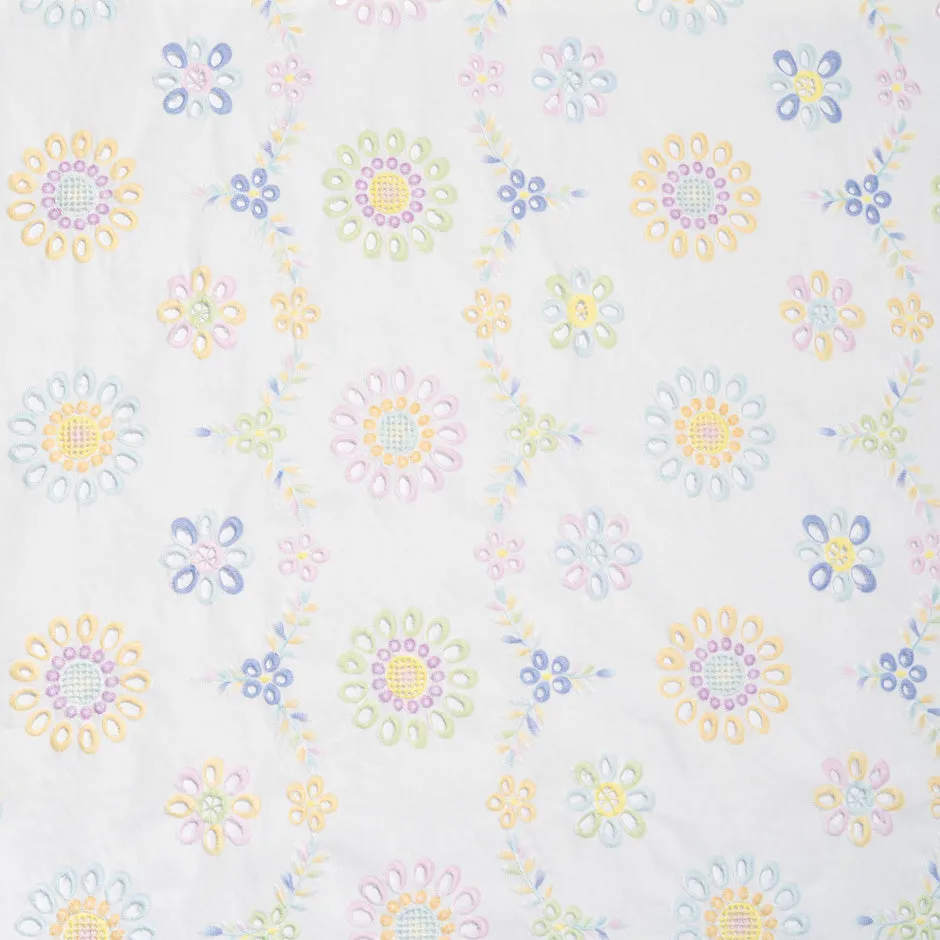 Pastel Floral Open Work Embroidered Pure Cotton