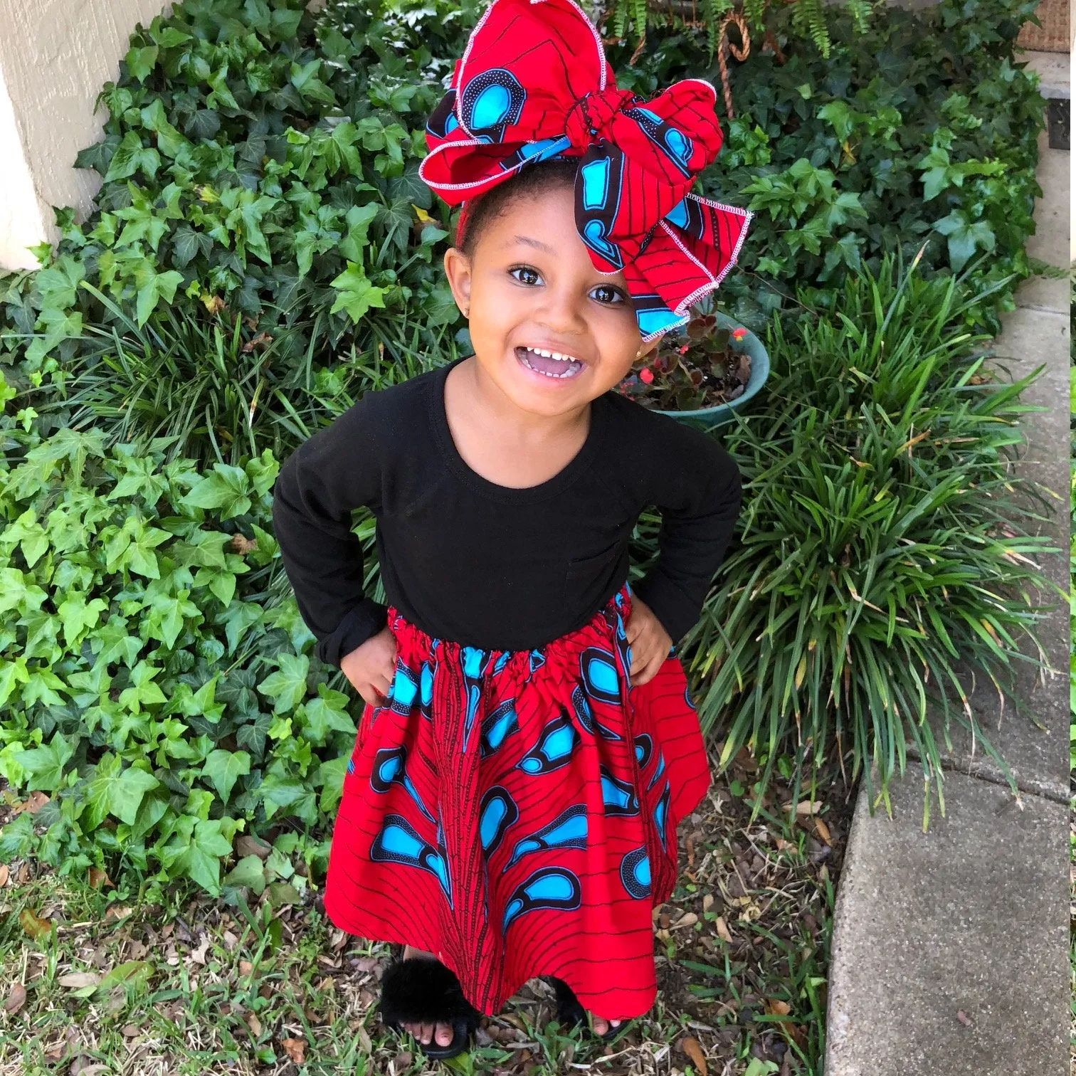 Red with Yellow African Skirt Set
