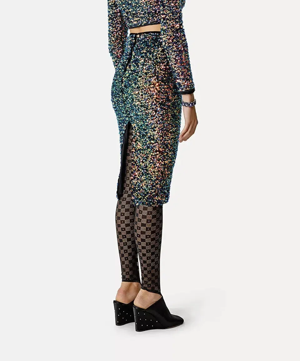 Sequinned Velvet Pencil Skirt