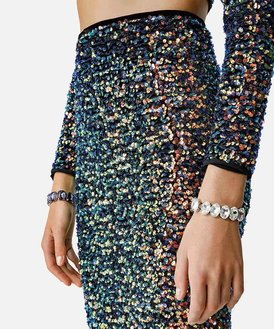 Sequinned Velvet Pencil Skirt