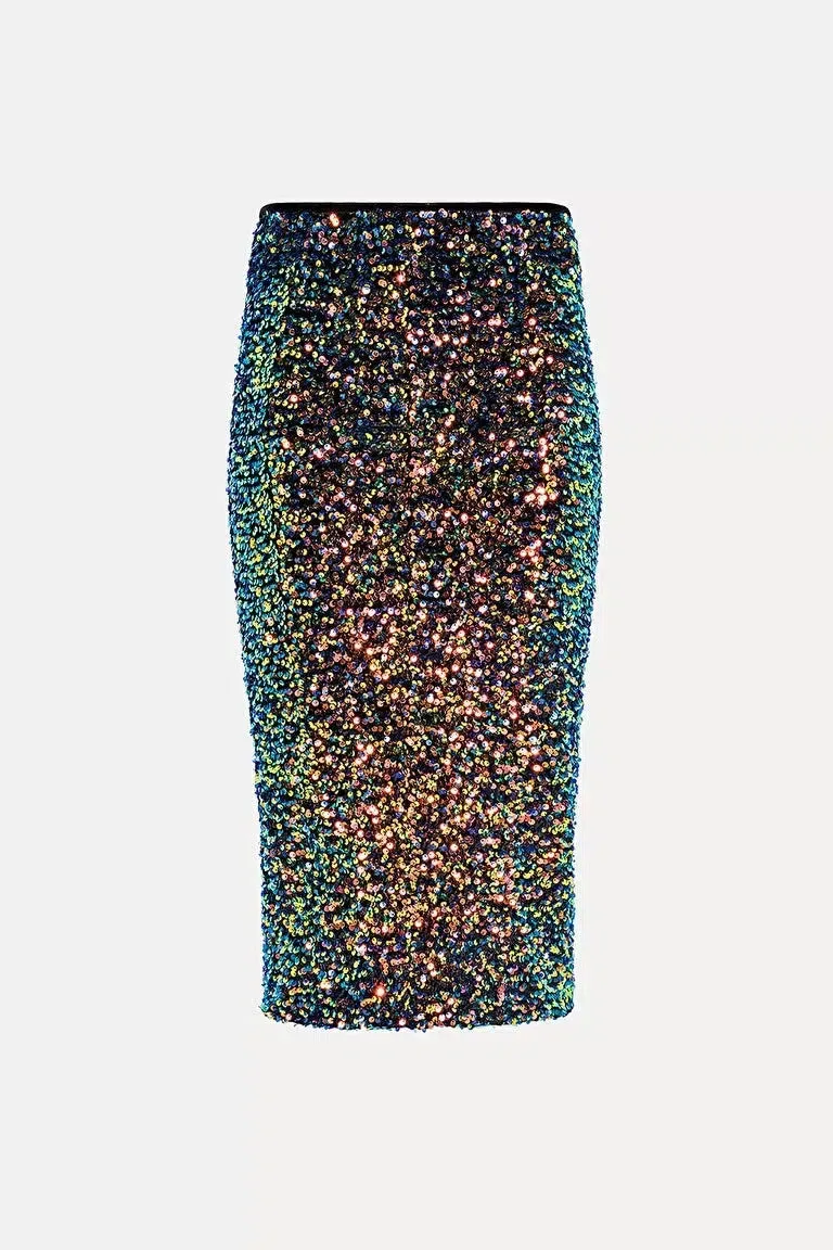 Sequinned Velvet Pencil Skirt