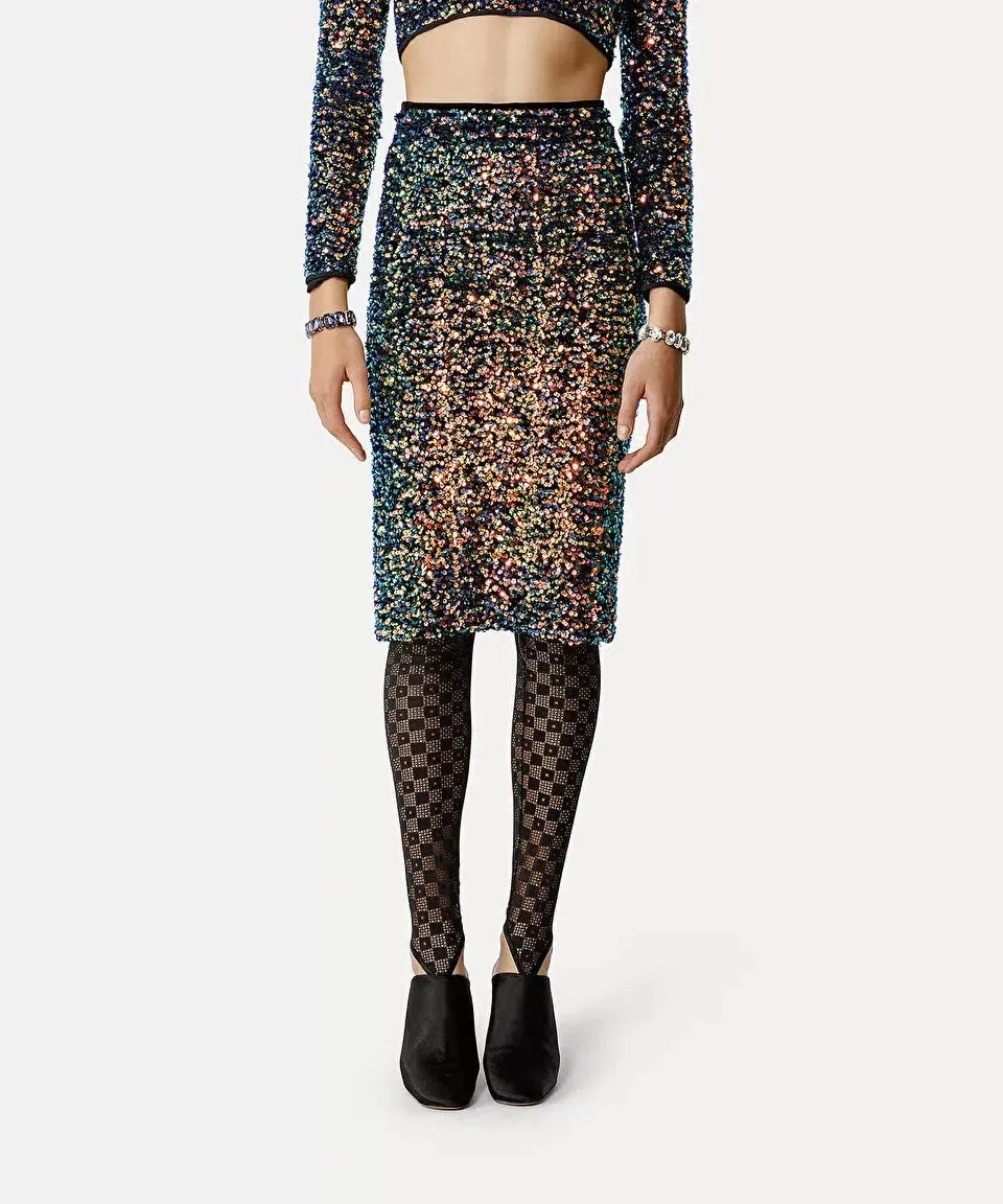 Sequinned Velvet Pencil Skirt