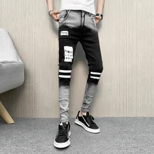 Striped Legs Men Gradation Slim Fit Jeans