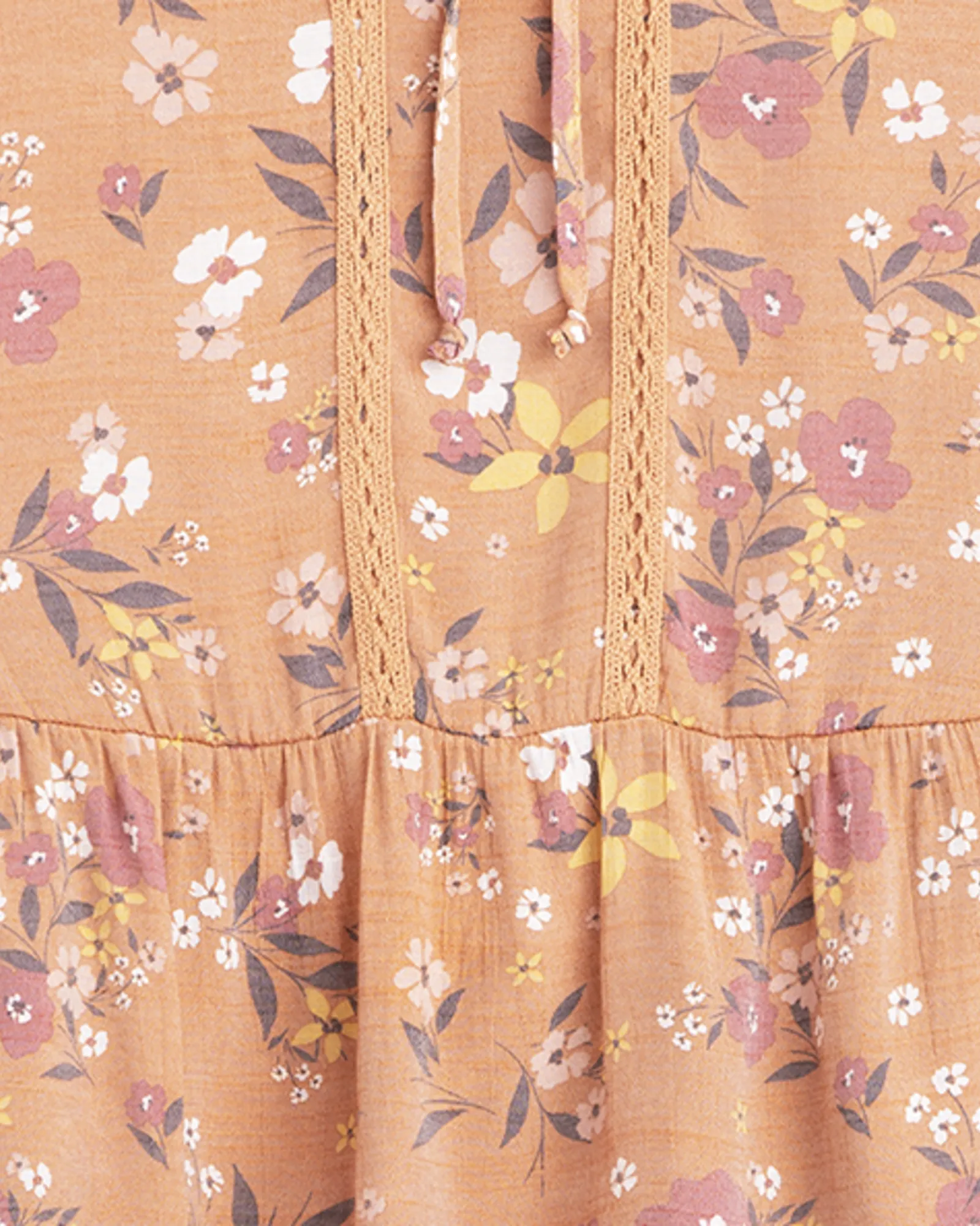 Tiffany Printed Peplum Peasant Top | Orange