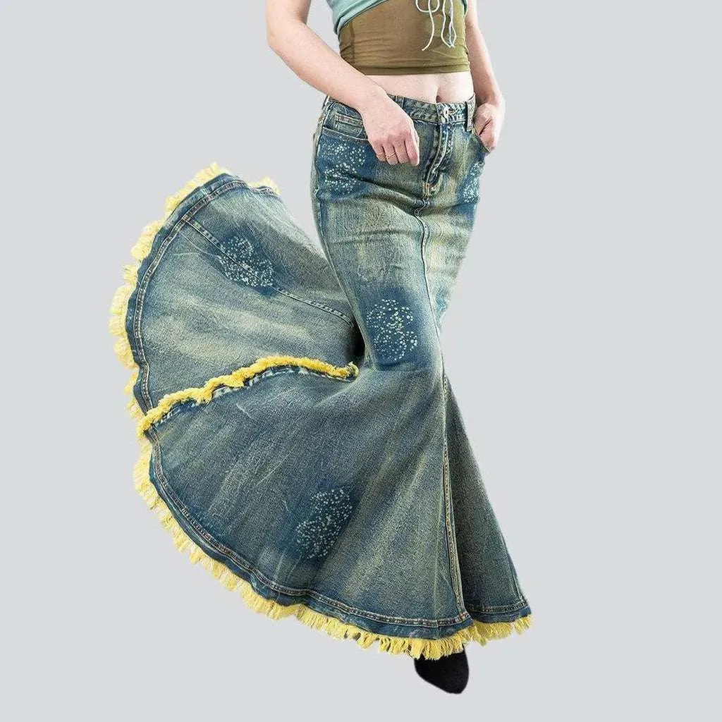 Vintage mermaid women's denim skirt