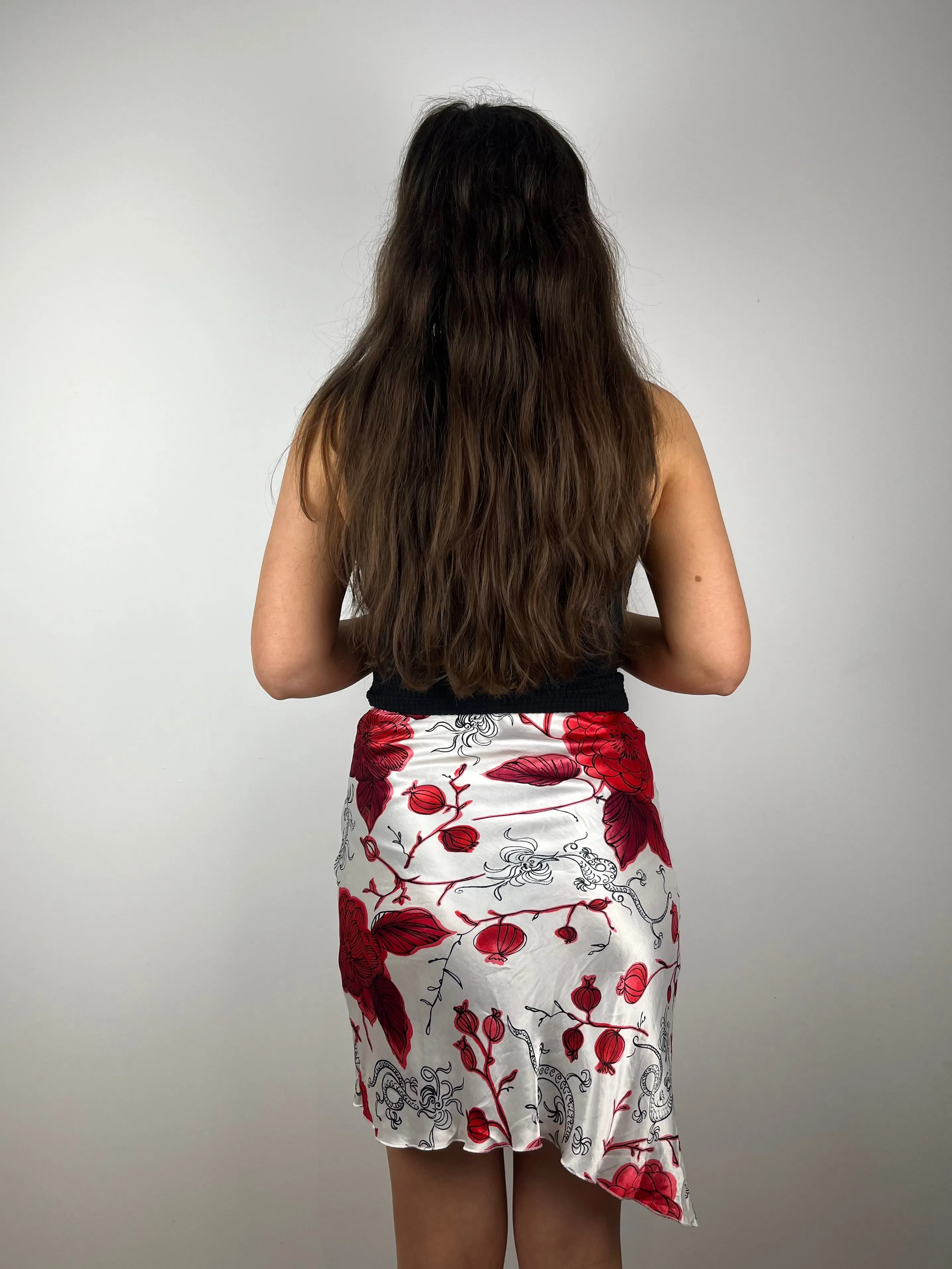 Vintage Y2K Red Floral Skirt