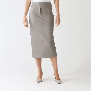 Visone Faux Leather Pencil Midi Skirt