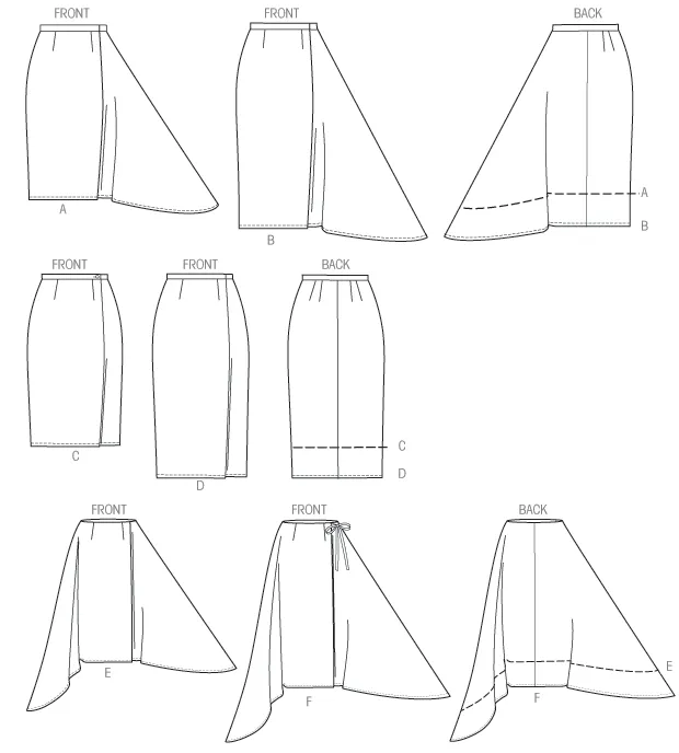 Vogue Pattern V8956 Misses' Wrap Skirts