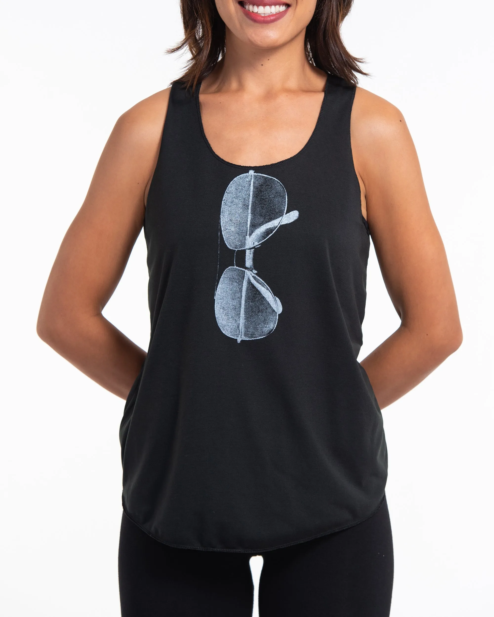 Womens Sunglasses Tank Top in Black