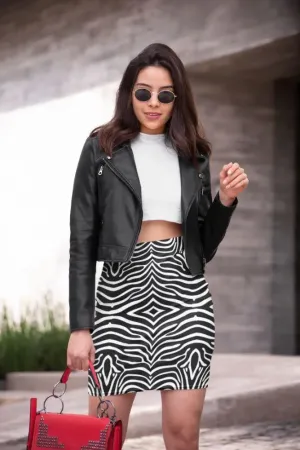 Zebra Pattern Pencil Skirt
